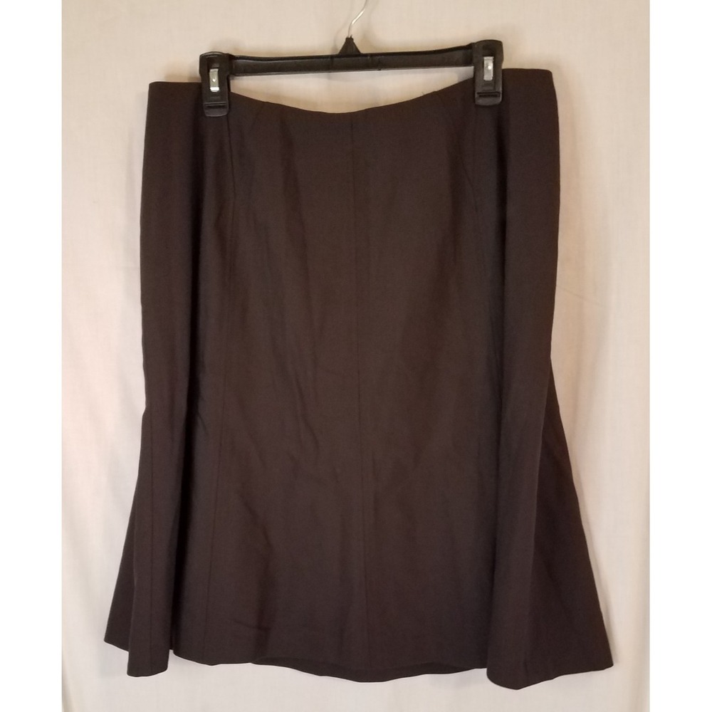90s‎ Vintage Talbots Petites Brown Midi Skirt A-Line Womens Size 16W Yellow Labl